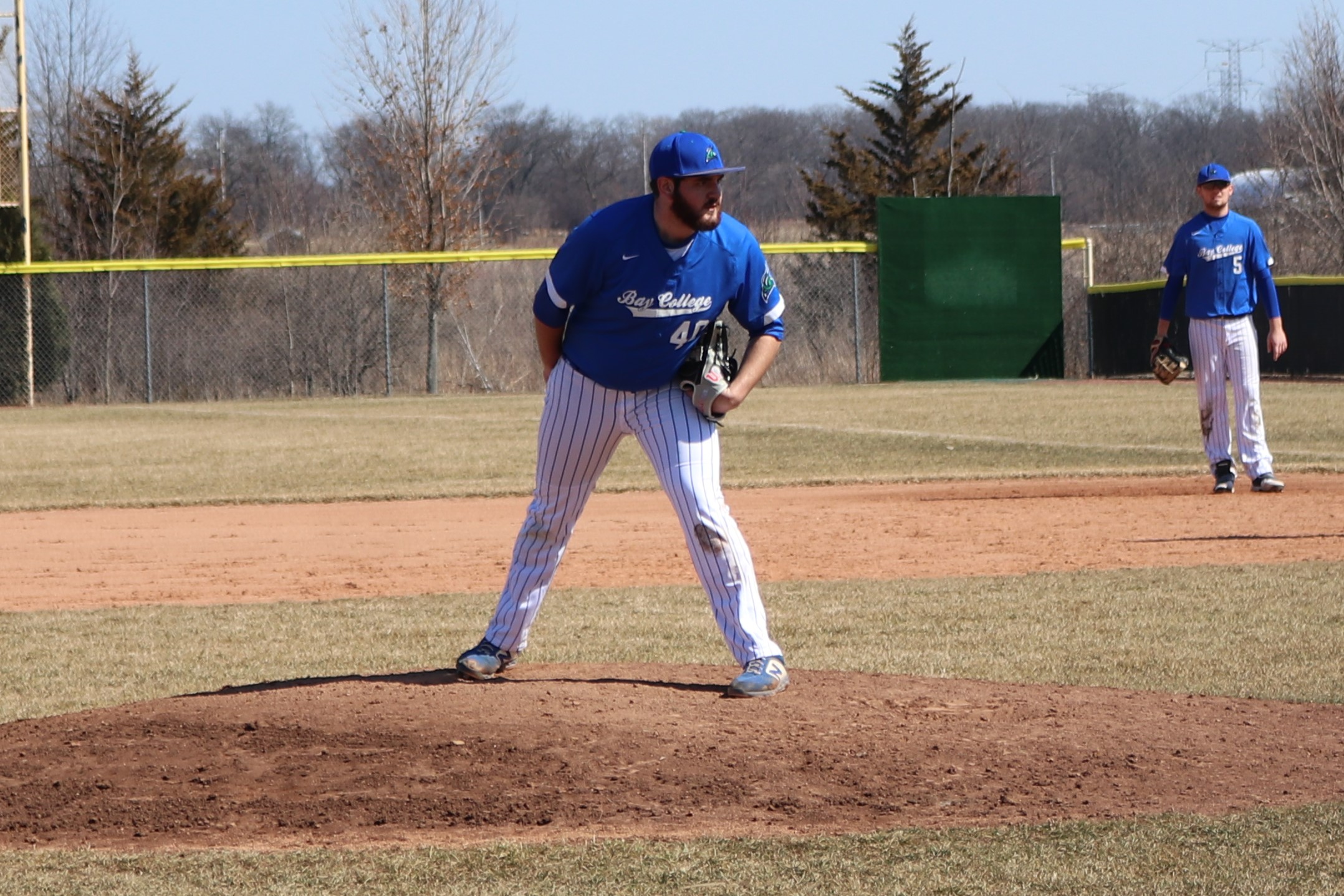 Sam O'Neal looks in for a sign from the mound