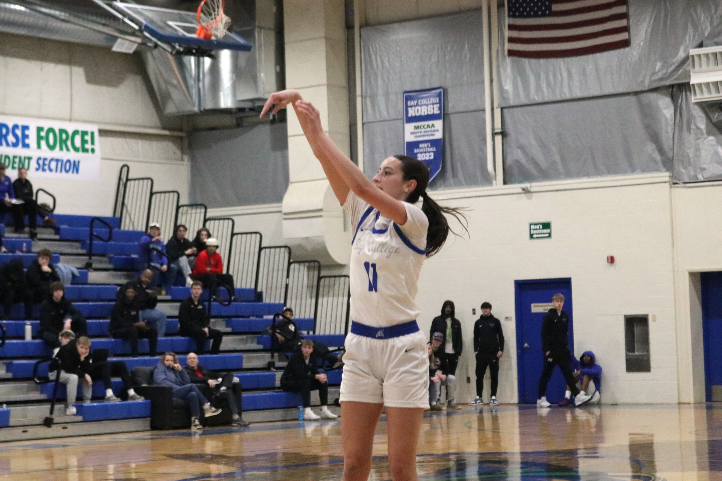 Kennedy Sproule looks on after releasing a three.